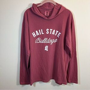 Comfort Colors Red Mississippi State Bulldogs Hail State Hoodie Medium NWT